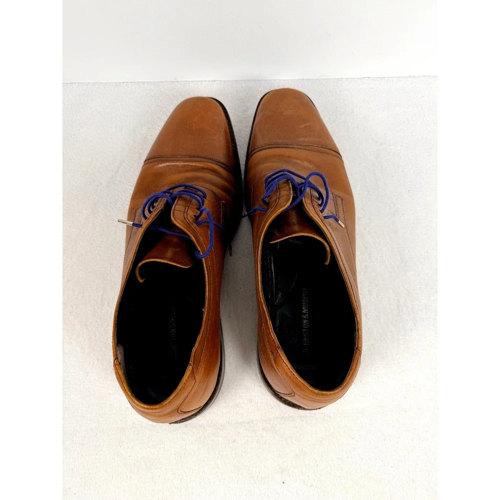 Johnston & Murphy Men's Cap Toe Oxford Dress Shoes Brown Leather Size 14W